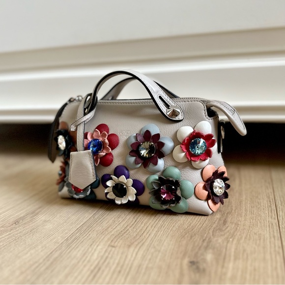 Fendi By The Way Mini Limited Edition Floral Embellished Small Boston Bag - Picture 3 of 13